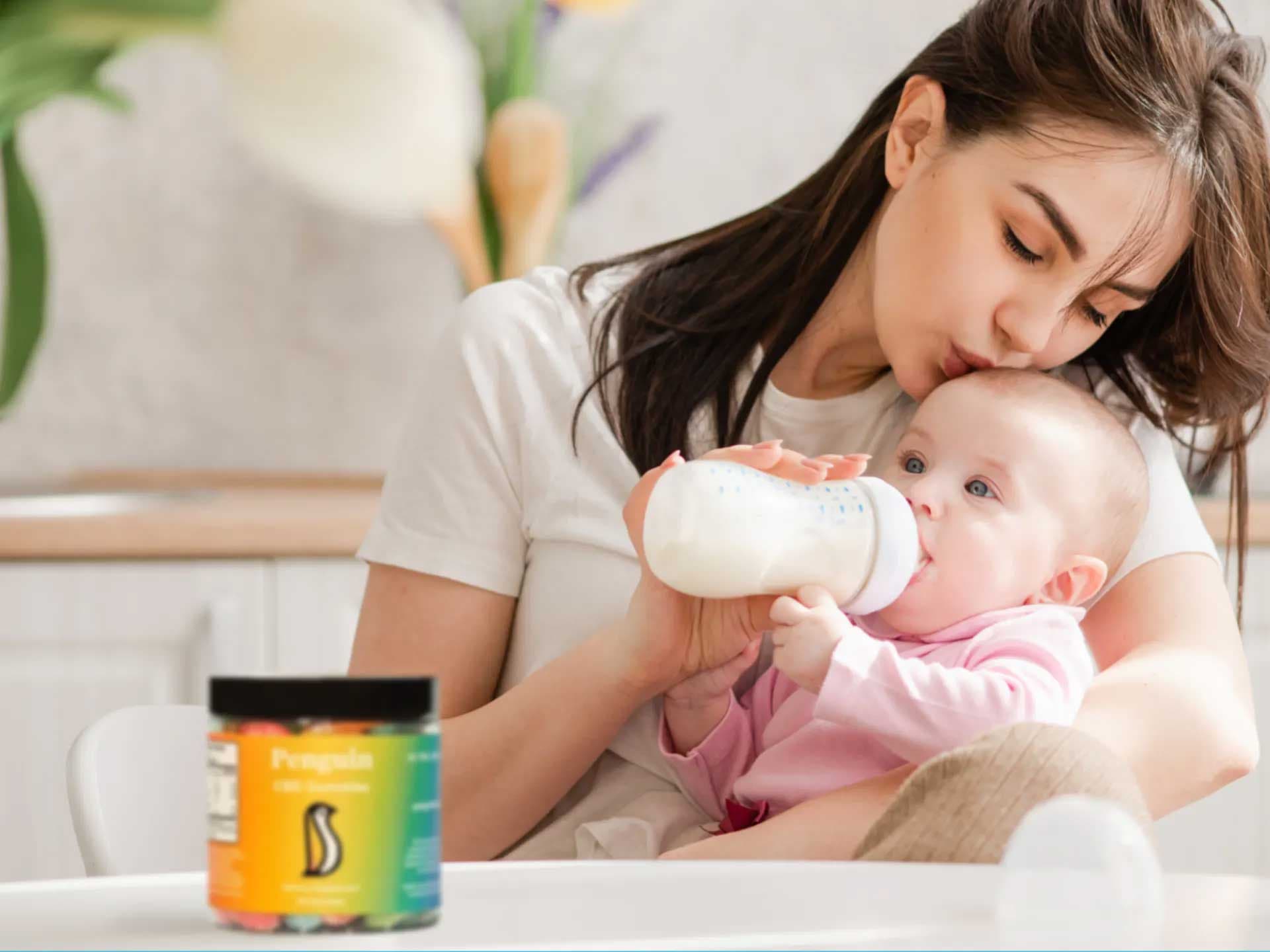 Mom using CBD after giving birth